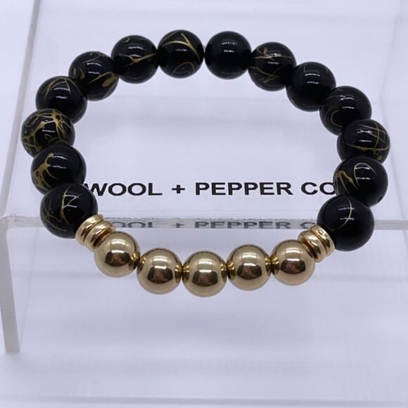 NWT Wool + Pepper Co. Mens B&G Beaded Bracelet - Picture 3 of 5